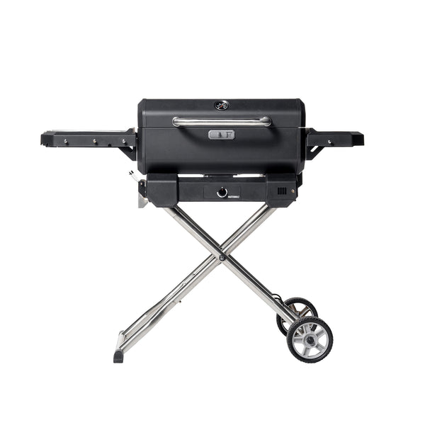 Portable Charcoal Grill on QuickCollapse cart with 2 side shelves
