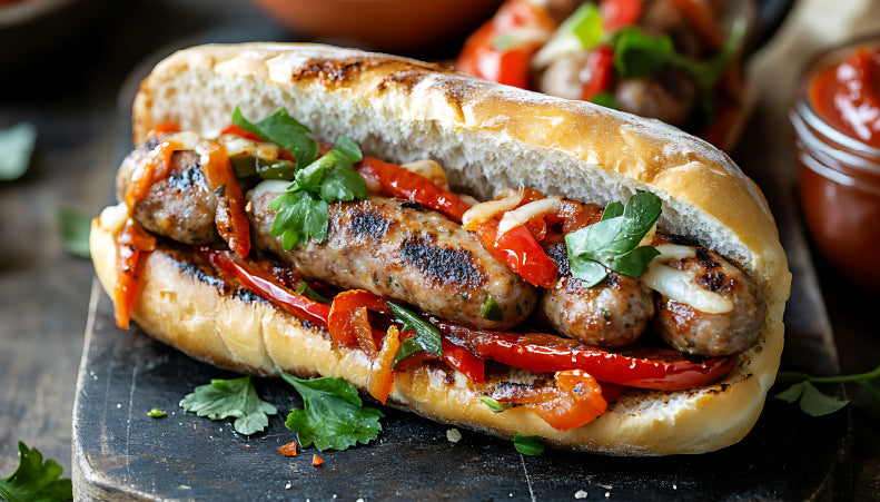 Loaded Gridiron Sausage Hoagies