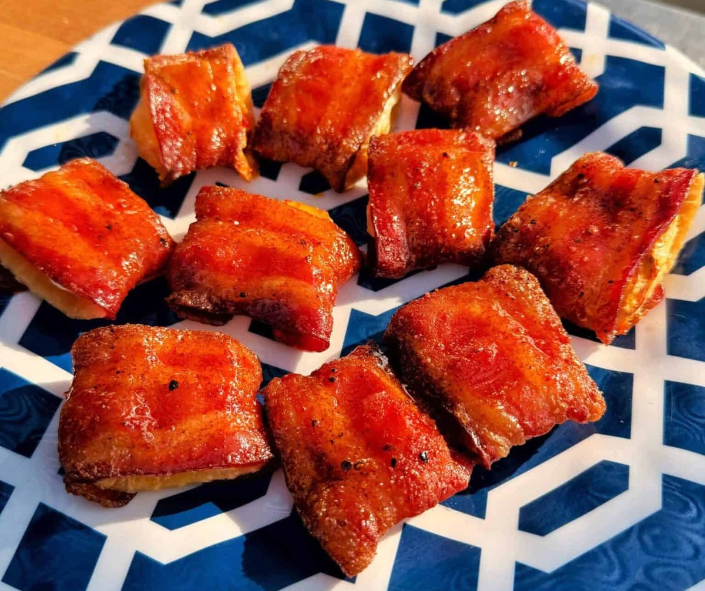 Bacon Wrapped Brie Cracker Bites