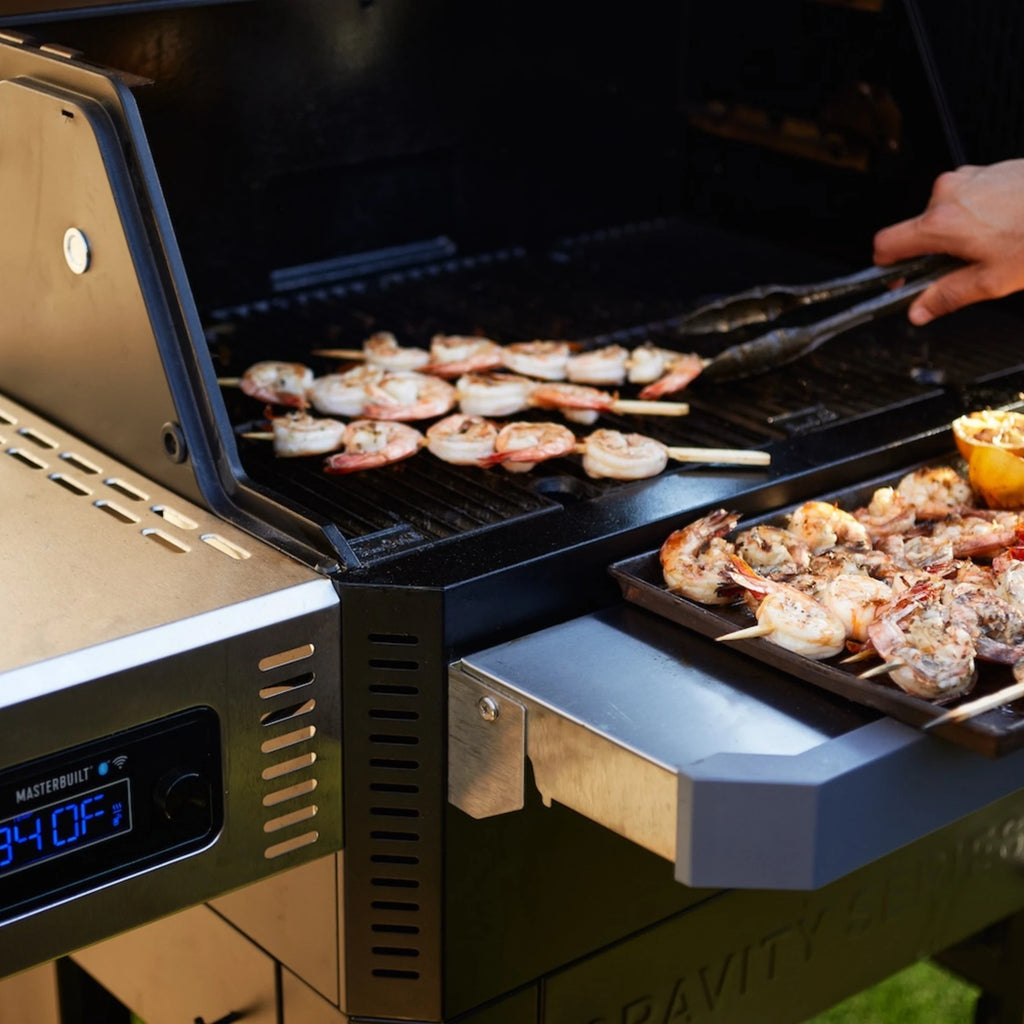 Using the included griddle to make fajitas