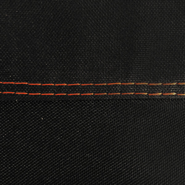 Closeup of a seam double-stitched with orange thread