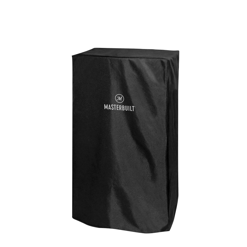 Durable, weather-resistant, polyurethane-coated smoker cover protects your smoker from the elements year-round. Black cover with Masterbuilt name and logo printed in grey.