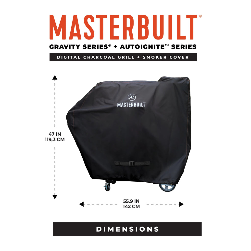 Grill cover dimensions. Width: 55.9 inches/142 cm. Height 47 inches/119.3 cm.