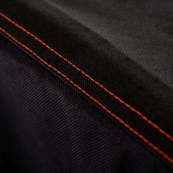 Double stitched seams for strength. Stitched in orange.
