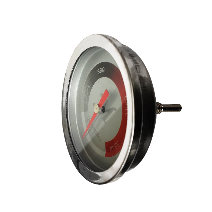 Side view showing insert pin of 3" temperature gauge for Gravity Series
