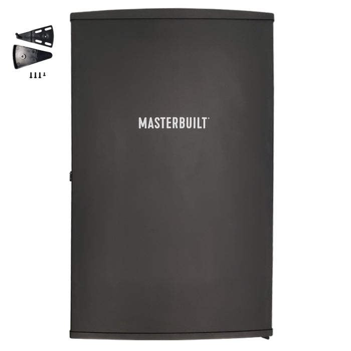 Black door with Masterbuilt printed in white, plus hinge and hardware