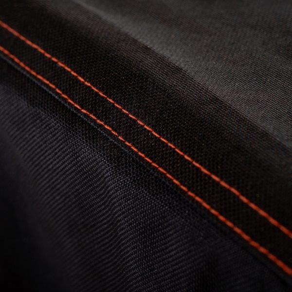 Orange double stitching on seams for strength and looks 