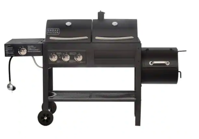 4-Burner Propane and Charcoal Grill in Black